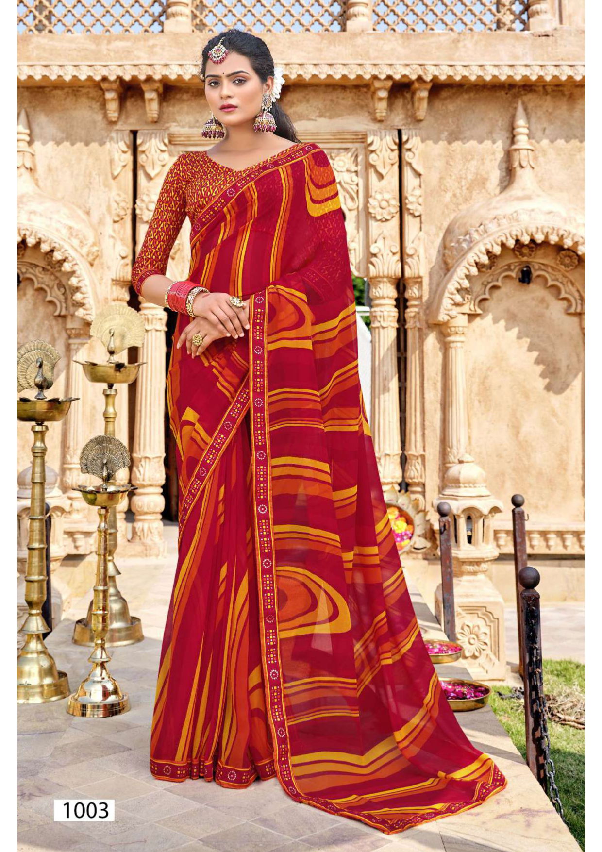 Drishti By Vallabhi Border Lace Printed Georgette Sarees Wholesale Price In Surat